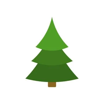 Christmas tree flat icon set. Xmas cartoon craft collection. new year winter Stock Illustration