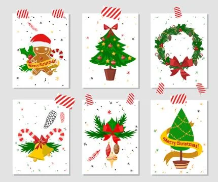 Christmas tree flat icons set Stock Illustration