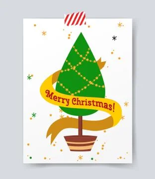 Christmas tree flat icons set Stock Illustration