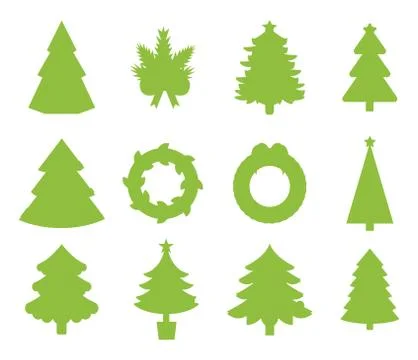 Christmas tree flat icons set Stock Illustration