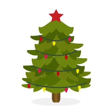 Christmas tree flat icons set Stock Illustration