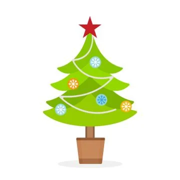 Christmas tree flat icons set Stock Illustration