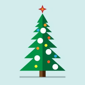 Christmas tree, flat style Stock Illustration