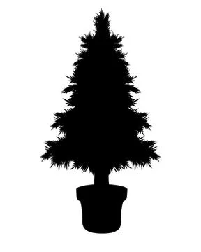 Christmas tree in flower pot - vector silhouette for logo or pictogram. Stock-Illustration
