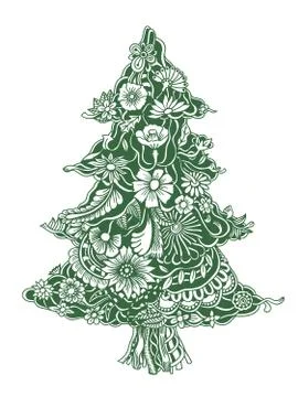 Christmas Tree of flowers Stock Illustration