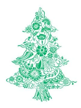 Christmas Tree of flowers Illustrazione stock