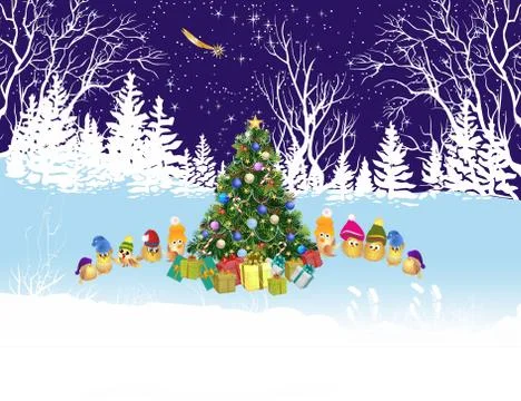 Christmas tree in the forest Stock Illustration