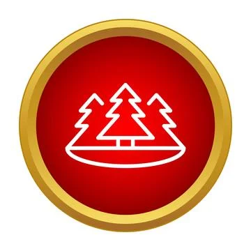 Christmas tree forest landscape red circle icon イラスト素材