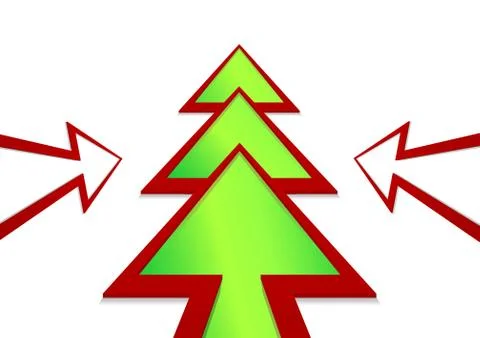 Christmas tree in the form of a arrow on a white background Stock Illustration