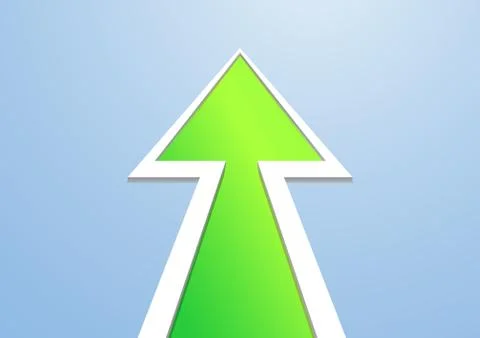 Christmas tree in the form of a green arrow on a blue background Stock Illustration