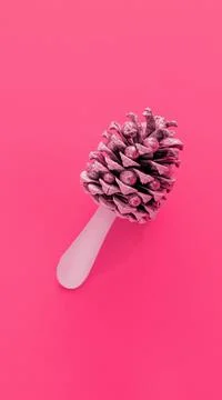 Christmas tree in form of a pine cone with a wand. Snowman's ice-cream Stock Photos