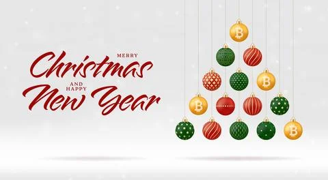 Christmas Tree Formed by Bitcoin and Traditional Ornaments with Festive Hol.. Stock Illustration
