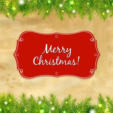 Christmas tree frame with label Stock Illustration