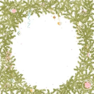 Christmas tree frame on white background Illustrazione stock