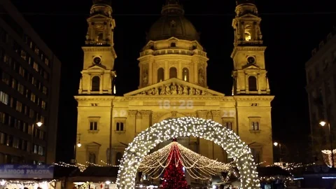 Christmas tree in front of St. Stephens basilica Stock-Footage 83679915
