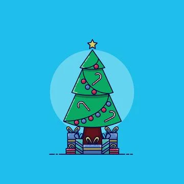Christmas tree full of presents Stock Illustration