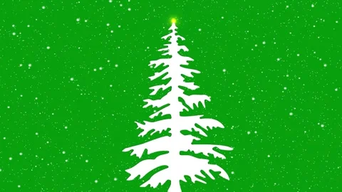 Christmas tree with full of snow on it and snow falling Stock Footage 246038259