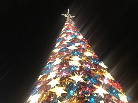 Christmas tree full of stars Stockfoto's