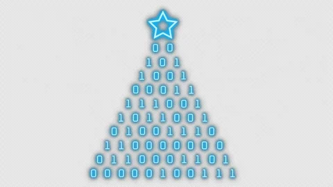 Christmas Tree Futuristic Made of Binary Code – Glowing Tech Animation Stock Footage 311750066