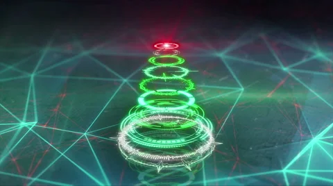 Christmas tree futuristic style loop animation 4k (4096x2304) Stock Footage 54076973