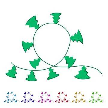 Christmas tree garland string creating a festive border graphic Stockillustratie