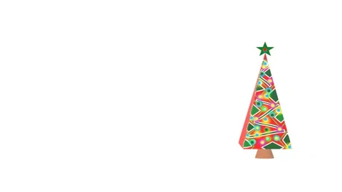 Christmas tree with garlands. Cartoon effect. new year tree on white. 2025 Stock Footage 290952715