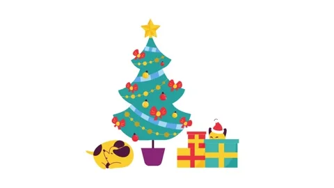 Christmas Tree with gift box animation on white background Stock Footage 292511589