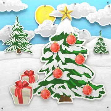 Christmas tree with gift boxes Stock Illustration
