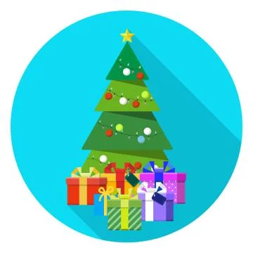 Christmas tree with gift boxes Stock Illustration