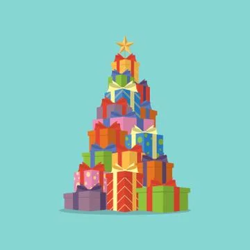 Christmas tree gift boxes Stock Illustration