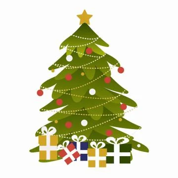 Christmas tree with gift boxes Stock Illustration