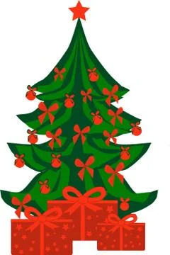 Christmas tree with gift boxes Stock Illustration