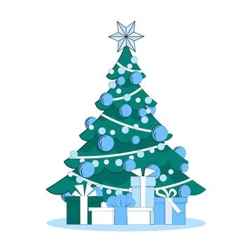 Christmas tree with gift boxes. New Year elements for decoration. Illustrazione stock