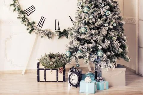 Christmas tree with gift boxes Stock Photos