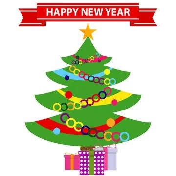 Christmas tree with gifts Stock Illustration