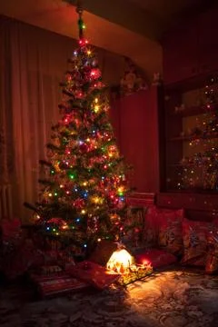 Christmas tree with gifts Stock Photos