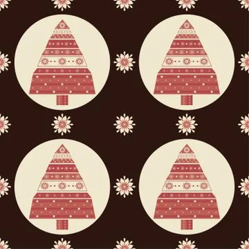 Christmas tree gifts seamless pattern Stock Illustration
