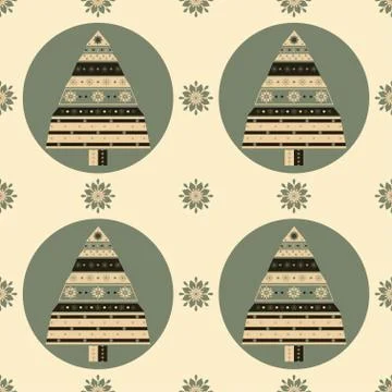 Christmas tree gifts seamless pattern Illustrazione stock