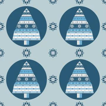 Christmas tree gifts seamless pattern Illustrazione stock
