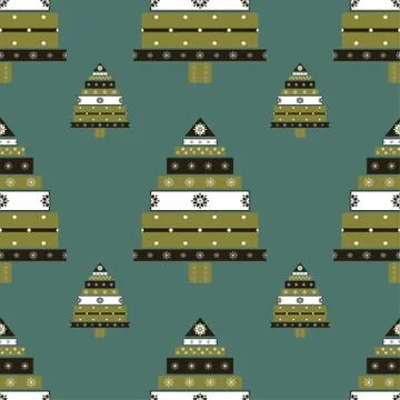 Christmas tree gifts seamless pattern Stock Illustration