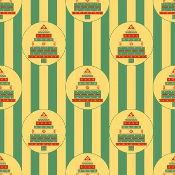 Christmas tree gifts seamless pattern Illustrazione stock