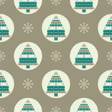 Christmas tree gifts seamless pattern Stock Illustration