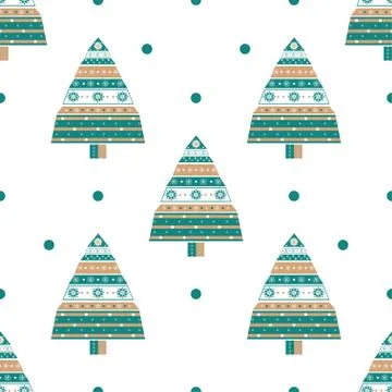 Christmas tree gifts seamless pattern Illustrazione stock