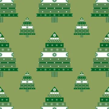 Christmas tree gifts seamless pattern Stock Illustration