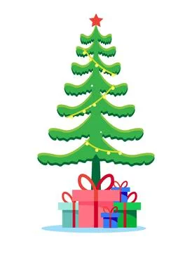 Christmas tree with gifts vector Illustrazione stock