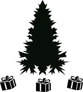Christmas tree with gifts. Vector image for creating illustrations. Stock Illustration