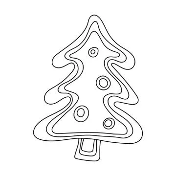Christmas tree Gingerbread doodle. Stock Illustration