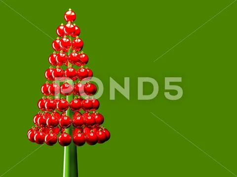 Christmas tree glossy red baubles 3d render Stock Illustration