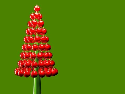 Christmas tree glossy red baubles 3d render Stock Illustration