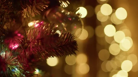 Christmas tree with glowing lights close-up Stock Footage 172055160